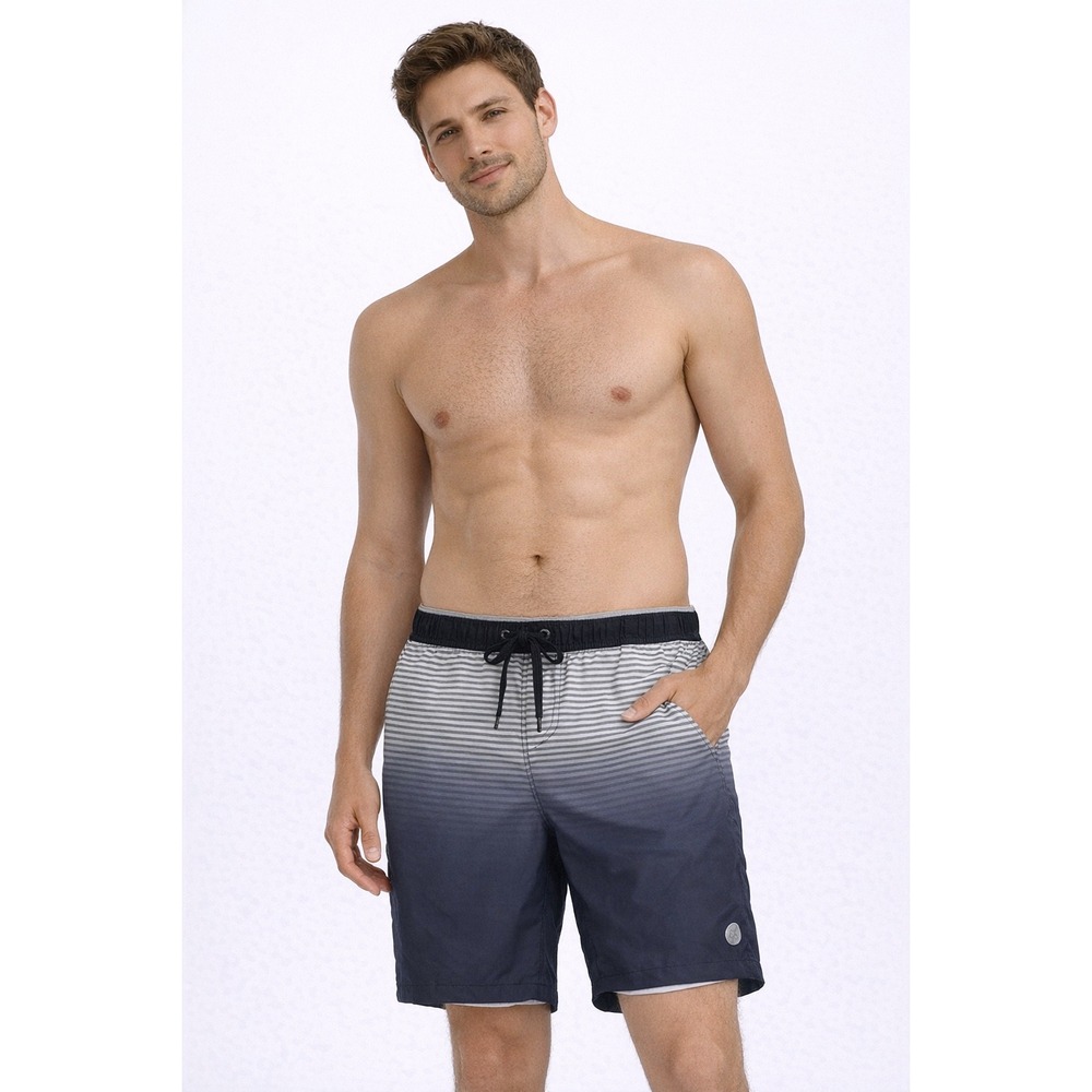 Calvin Klein Board Shorts Mens‎ XL Navy White Ombre Striped Swim Trunks Surf
